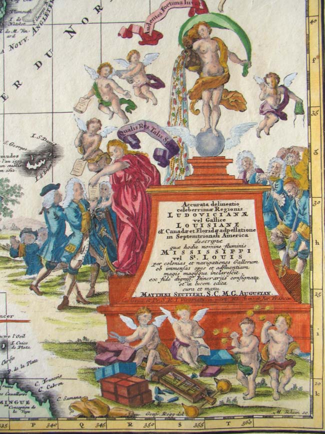 A Wonderful example of Mathew Seutter's Mississippi "Bubble" Map circa 1728 — image 2